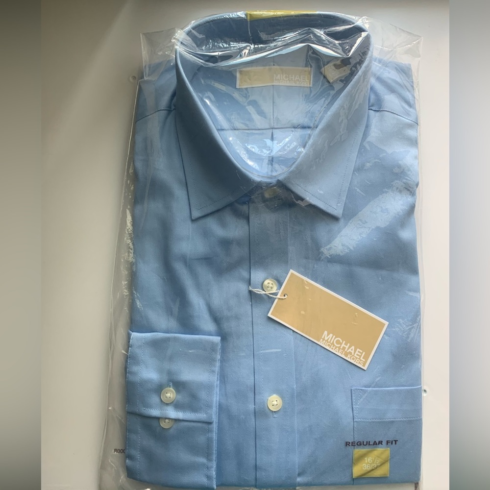 Michael Kors Classic Fit Blue Stone dress shirt size 16-1/2 36-37